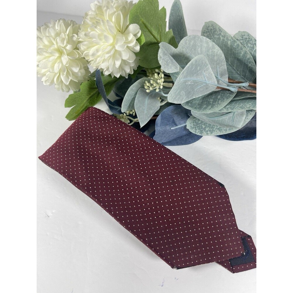 Jos. A. Bank Executive Collection Tie Burgundy Red Micro Polka Dot 100% Silk